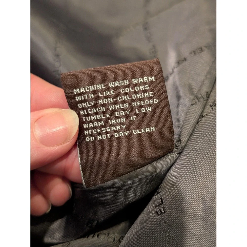Michael Kors Coat Mens L Charcoal Herringbone Zip Quilted Lined‎ Water Resistant